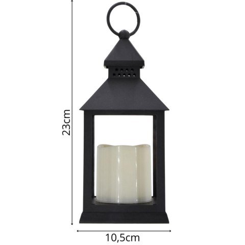 LATARNIA LATARENKA DEKORACYJNA 23 CM LED NA BATERIE CZARNA