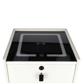 Szafka nocna szuflady oświetlenie LED USB ładowanie głośnik Bluetooth ecru