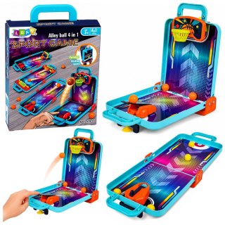 Mini Gra Zręcznościowa 3w1 Koszykówka Pinball Kręgle Przenośna Walizka