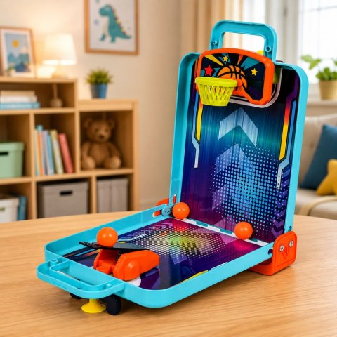 Mini Gra Zręcznościowa 3w1 Koszykówka Pinball Kręgle Przenośna Walizka