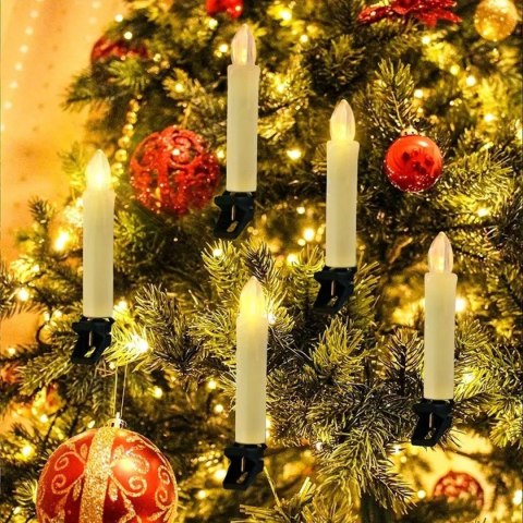 LAMPKI CHOINKOWE ŁAŃCUCH ŚWIETLNY ŚWIECZKI 16 LED CIEPŁY BIAŁY