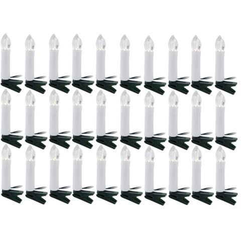 LAMPKI CHOINKOWE ŁAŃCUCH ŚWIETLNY ŚWIECZKI 30 LED CIEPŁY BIAŁY