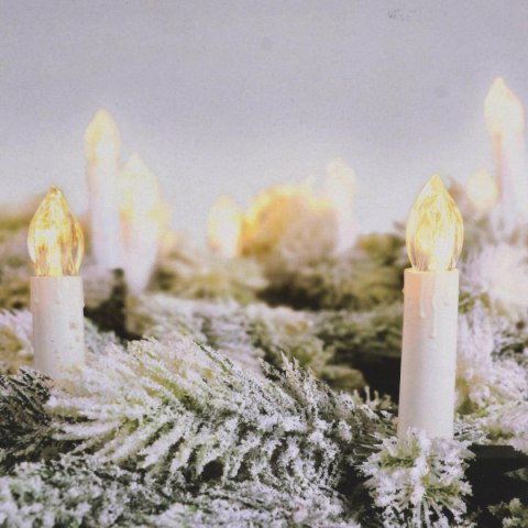 LAMPKI CHOINKOWE ŁAŃCUCH ŚWIETLNY ŚWIECZKI 50 LED CIEPŁY BIAŁY
