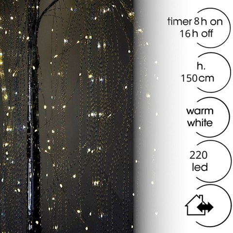 DRZEWKO DEKORACYJNE WIERZBA 220 LED WYS.150CM TIMER SREBRNE