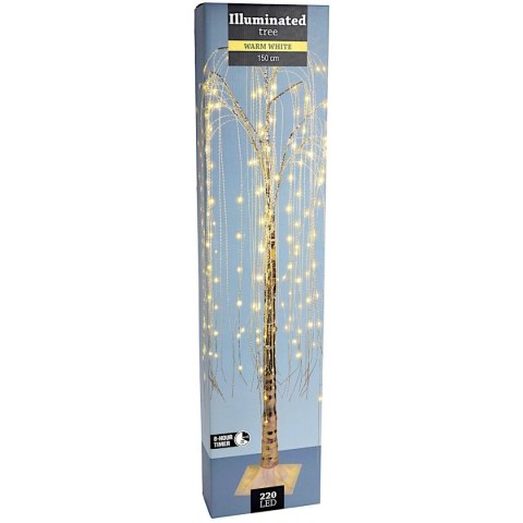 DRZEWKO DEKORACYJNE WIERZBA 220 LED WYS.150CM TIMER SREBRNE