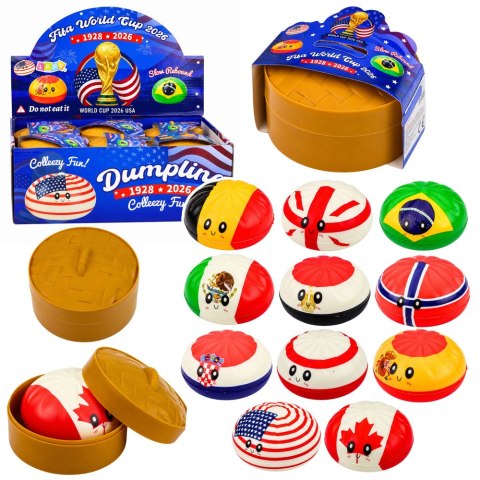 Gniotek Pierożek Dumpling Pieróg z Flagami Pachnący Piankowy Pudełko 8.5 cm