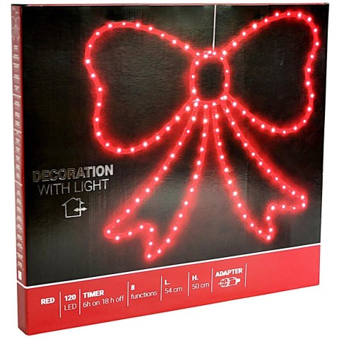 KOKARDA DEKORACYJNA 55CM CZERWONA 120 LED