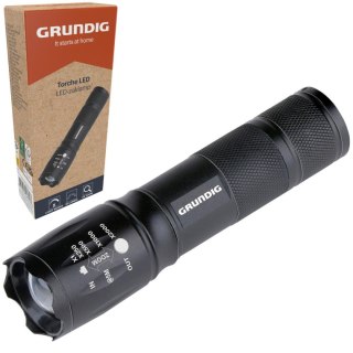 LATARKA TAKTYCZNA LED GRUNDIG MEGALIGHT 80LM ZOOM 5 TRYBÓW 200M ALUMINIOWA