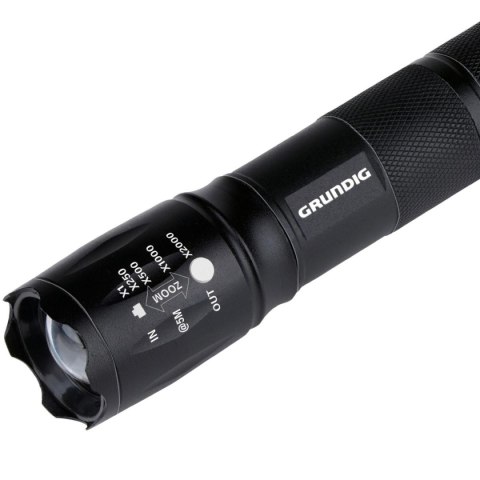 LATARKA TAKTYCZNA LED GRUNDIG MEGALIGHT 80LM ZOOM 5 TRYBÓW 200M ALUMINIOWA