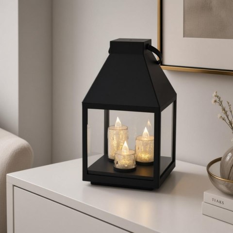 LATARNIA LAMPION LED 25CM 3 ŚWIECE SASKA GIFT & DECOR