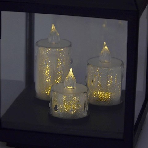 LATARNIA LAMPION LED 25CM 3 ŚWIECE SASKA GIFT & DECOR
