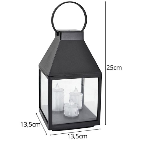 LATARNIA LAMPION LED 25CM 3 ŚWIECE SASKA GIFT & DECOR