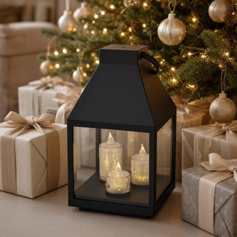 LATARNIA LAMPION LED 25CM 3 ŚWIECE SASKA GIFT & DECOR