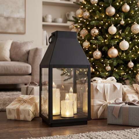 LATARNIA LAMPION LED 35CM 3 ŚWIECE SASKA GIFT & DECOR
