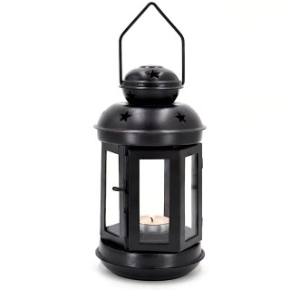 ŚWIECZNIK NA TEA LIGHT LATARENKA 20CM CZARNA