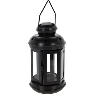 ŚWIECZNIK NA TEA LIGHT LATARENKA 20CM CZARNA