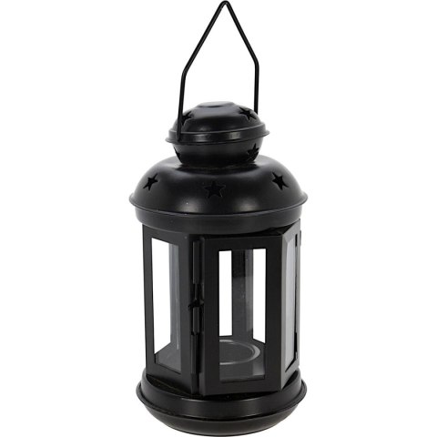 ŚWIECZNIK NA TEA LIGHT LATARENKA 20CM CZARNA