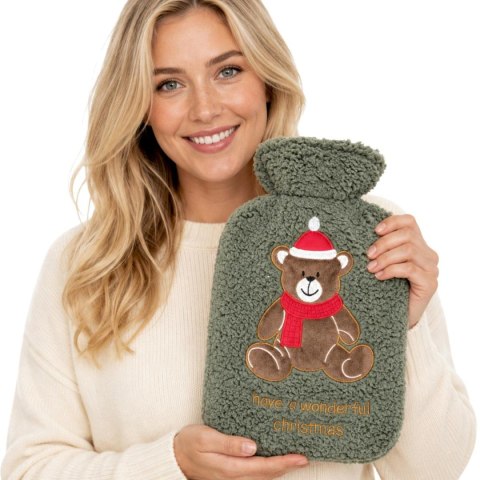 TERMOFOR GUMOWY XMAS 1,75L ŚWIĄTECZNY MIŚ ZIELONY