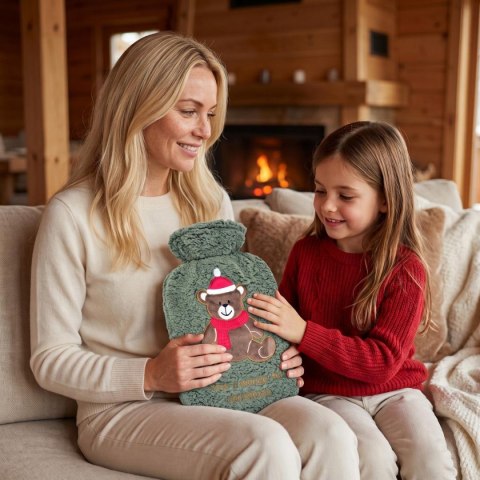 TERMOFOR GUMOWY XMAS 1,75L ŚWIĄTECZNY MIŚ ZIELONY