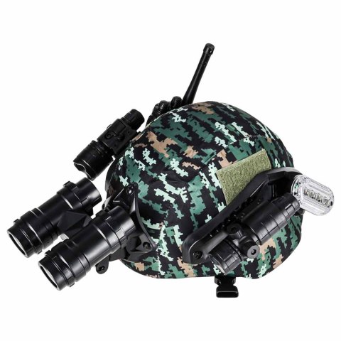 Zestaw żołnierza militarny hełm walkie talkie lornetka latarka