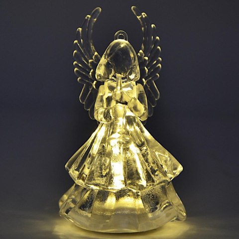 ANIOŁ DEKORACYJNY TRANSPARENTNY 9CM LED 3SZT