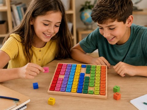 Drewniana Tabliczka mnożenia - edukacyjna układanka matematyczna ZA6357