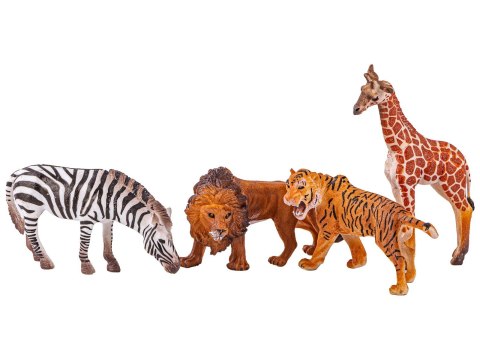 Figurki Zwierząt Dzikie Zwierzęta Zestaw 4 Figurek Lew Tygrys Zebra Żyrafa ZOO Safari