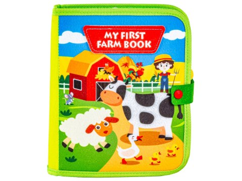 Filcowa Książka Książeczka Manipulacyjna WESOŁA FARMA Okienka Naklejki na rzepy