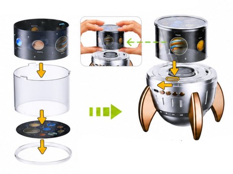 Projektor Rzutnik Gwiazd Kosmos Rakieta Lampka Nocna Bluetooth ZA6314