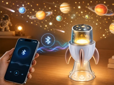 Projektor Rzutnik Gwiazd Kosmos Rakieta Lampka Nocna Bluetooth ZA6314