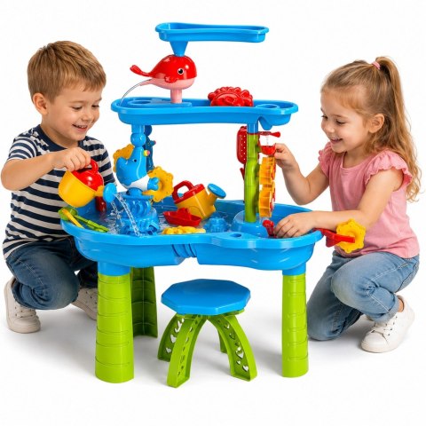 Wielopoziomowy Stolik Wodny Plac Zabaw Z Krzesełkiem Akcesoria Foremki 63cm