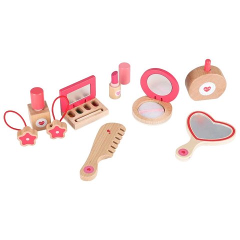 Zestaw kosmetyczny drewniany dla dziewczynki make up beauty kosmetyczka akcesoria