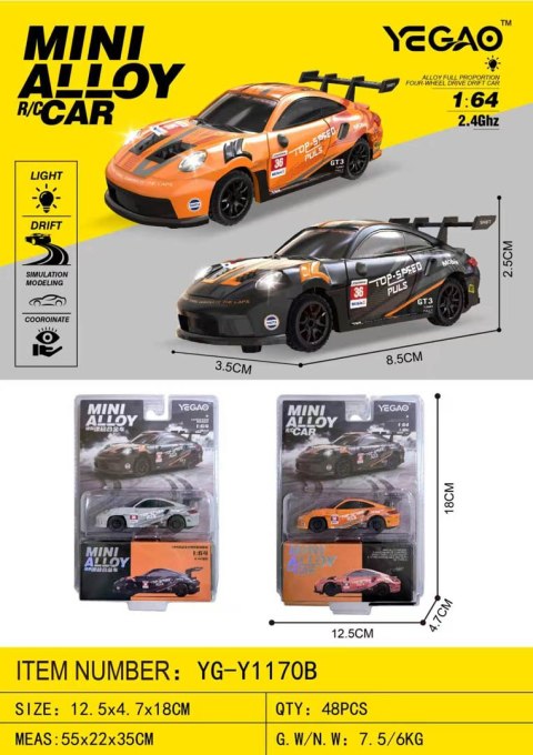 Autko 1:64 R/C TOP SPEED Do Driftu Czarny