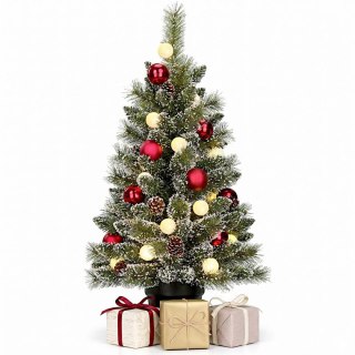 CHOINKA DEKORACYJNA KAPRUN W DONICY 20 LED Z BOMBKAMI TIMER 86CM LUCA