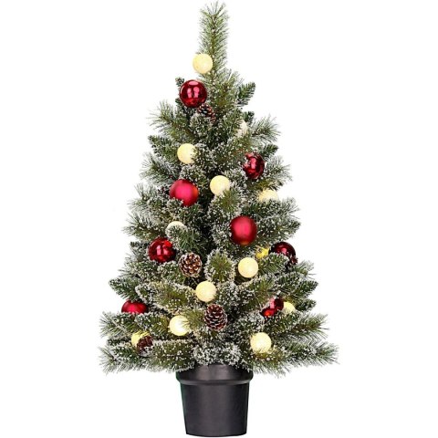 CHOINKA DEKORACYJNA KAPRUN W DONICY 20 LED Z BOMBKAMI TIMER 86CM LUCA