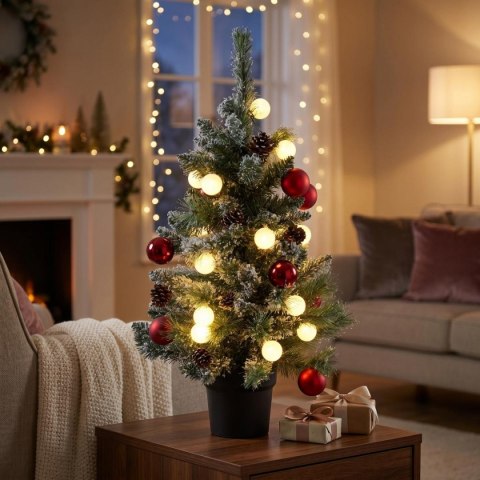 CHOINKA DEKORACYJNA KAPRUN W DONICY 20 LED Z BOMBKAMI TIMER 86CM LUCA