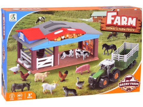 Farma dla Dzieci ze Zwierzętami Traktor Przyczepa Światło Dźwięk ZA6308
