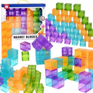 Klocki Magnetyczne Kostki Kolorowe Transparentne 42 Elementy ZA6354