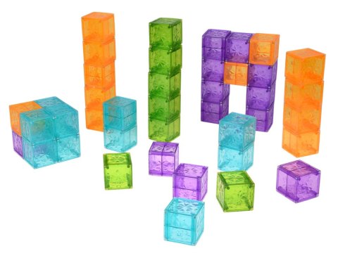Klocki Magnetyczne Kostki Kolorowe Transparentne 42 Elementy ZA6354