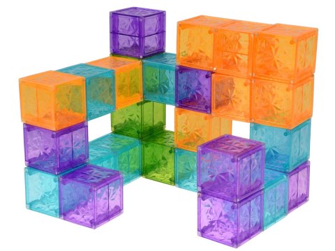 Klocki Magnetyczne Kostki Kolorowe Transparentne 42 Elementy ZA6354
