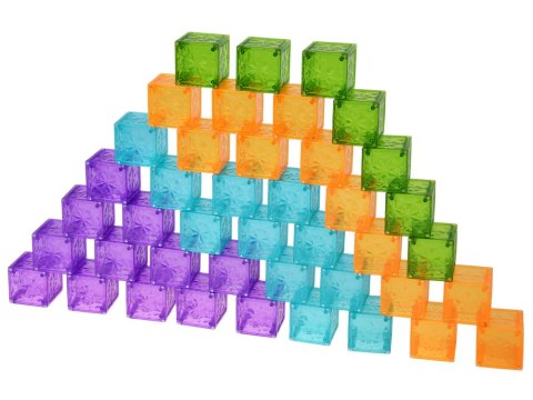 Klocki Magnetyczne Kostki Kolorowe Transparentne 42 Elementy ZA6354