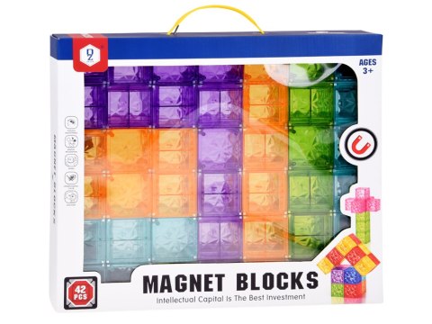 Klocki Magnetyczne Kostki Kolorowe Transparentne 42 Elementy ZA6354