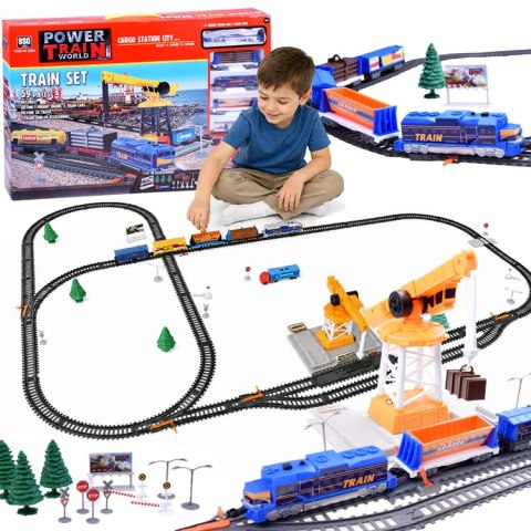 Kolejka Elektryczna Pociąg CARGO Stacja Dźwig 4 Wagony Tory 670 cm RC0779