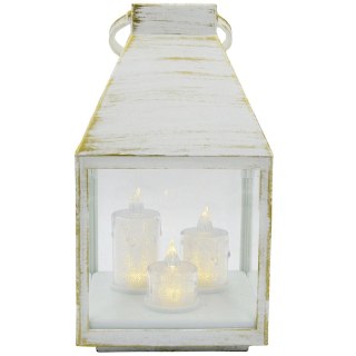 LATARNIA LAMPION ADWENTOWY RORATY LED 25CM 3 ŚWIECE TIMER BIAŁY