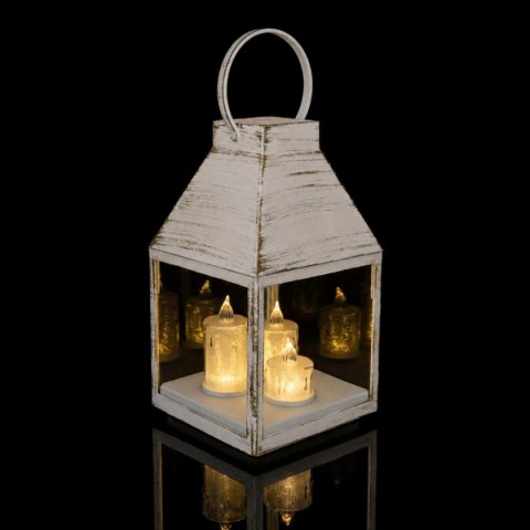 LATARNIA LAMPION ADWENTOWY RORATY LED 25CM 3 ŚWIECE TIMER BIAŁY