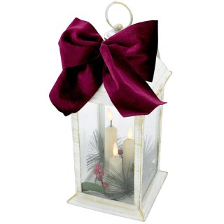 LATARNIA LAMPION ADWENTOWY ZNICZ LED 30CM 3 ŚWIECE TIMER BIAŁY
