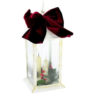 LATARNIA LAMPION ADWENTOWY ZNICZ LED 30CM 3 ŚWIECE TIMER BIAŁY