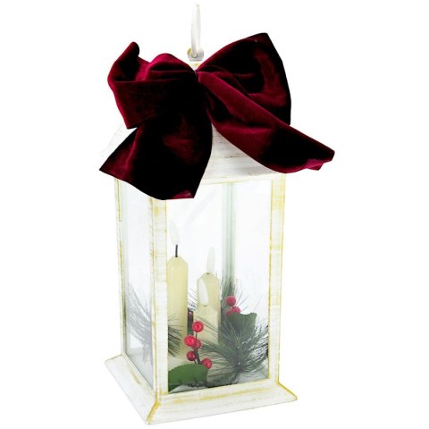 LATARNIA LAMPION ADWENTOWY ZNICZ LED 30CM 3 ŚWIECE TIMER BIAŁY
