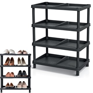 PÓŁKI REGAŁ NA BUTY 4 POZIOMY 48 x 29,6 x 60 CM TASSY RACK CZARNY KEDEN