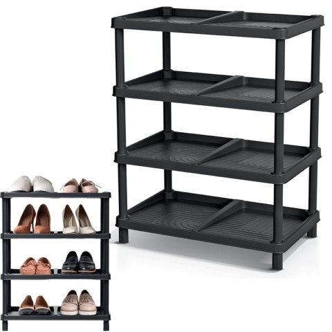 PÓŁKI REGAŁ NA BUTY 4 POZIOMY 48 x 29,6 x 60 CM TASSY RACK CZARNY KEDEN